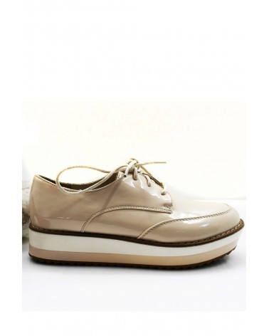 Creepers Plataforma Beige/White Oxford Style Pele