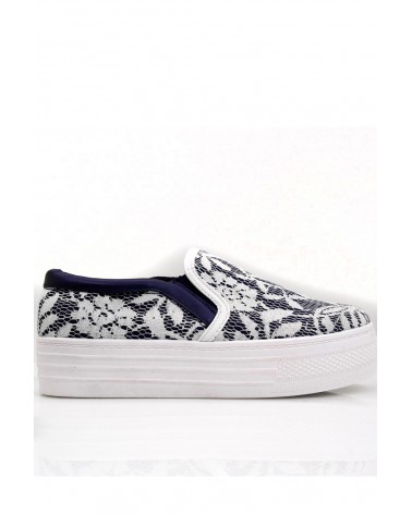 Creppers Plataforma Blue&White Flowers Style