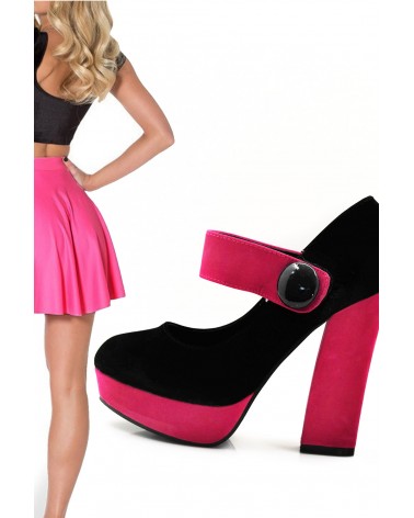 Sapatos Plataforma Mary Jane Black & Pink Style