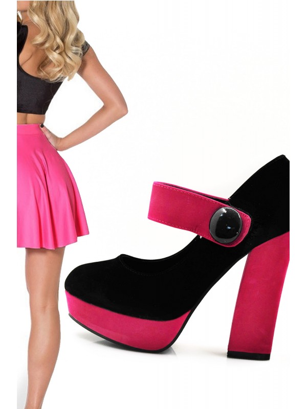 Sapatos Plataforma Mary Jane Black & Pink Style