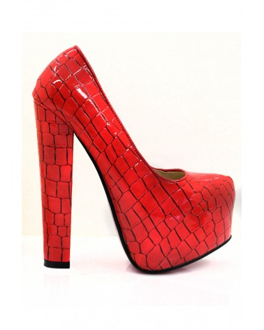 Sapatos Plataforma Compensados Christian Red Snake Style