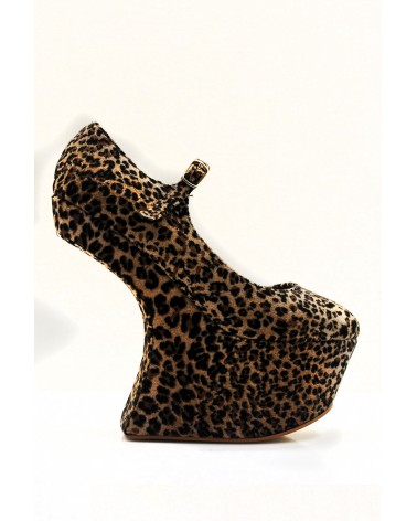 Sapatos Cunha Invisível Lady Gaga Jeffrey Leopard Style