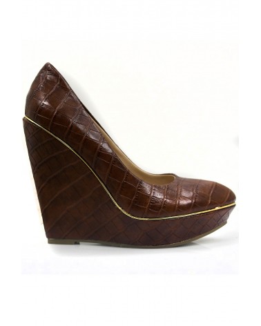 Sapatos Cunha Alta Brown Croco Style