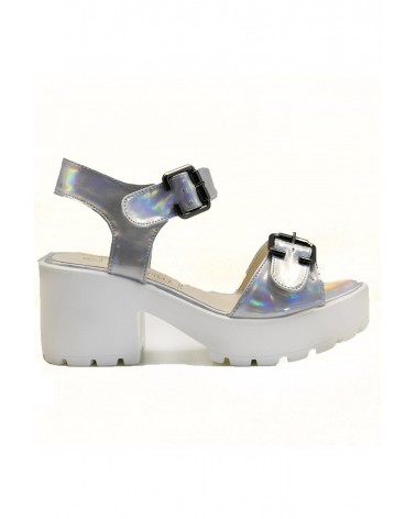 Sandália Plataforma CHUNKY Holografic Gray Style