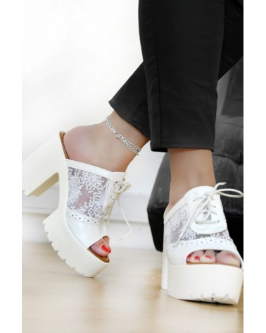 Chunky White Platform Sandals