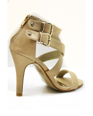 Sandália Salto Beige High Heels Style