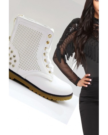 Botas Rasas Primavera Marten Spikes White Style