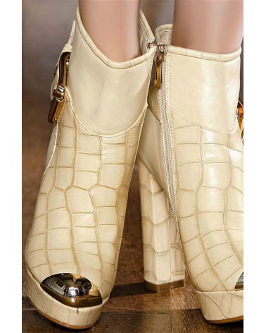 Botas Plataforma Alta Jeffrey Snake Style Bege