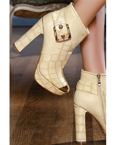 Botas Plataforma Alta Jeffrey Snake Style Bege