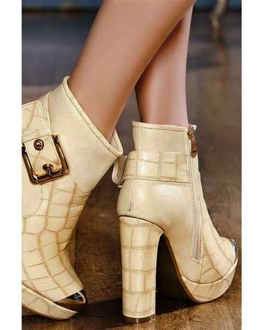 Botas Plataforma Alta Jeffrey Snake Style Bege