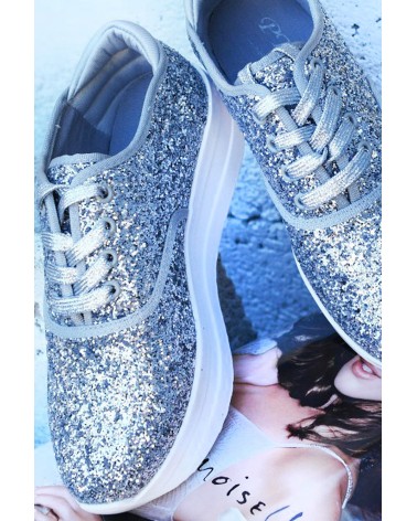 BRIGHT PLATFORM SNEAKERS SILVER PLATE