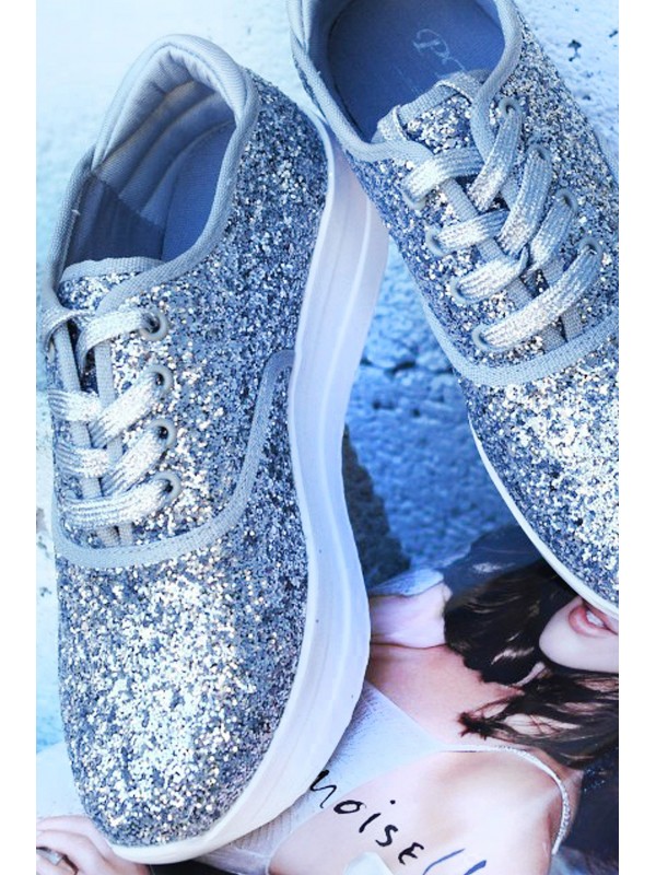 BRIGHT PLATFORM SNEAKERS SILVER PLATE