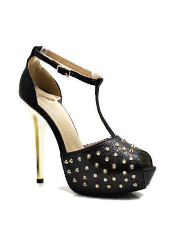 Sapatos Salto Alto Abertos Christian Style Black Spikes