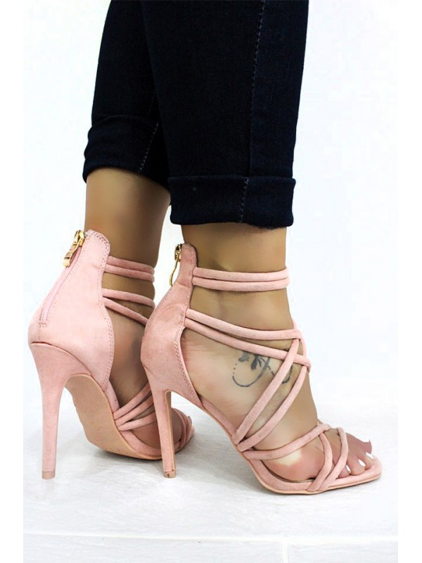 Sandálias Salto Pink Classic Velvet Style