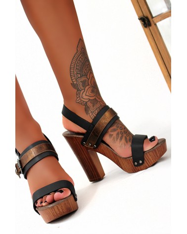 PLATFORM Black WOOD SANDALS