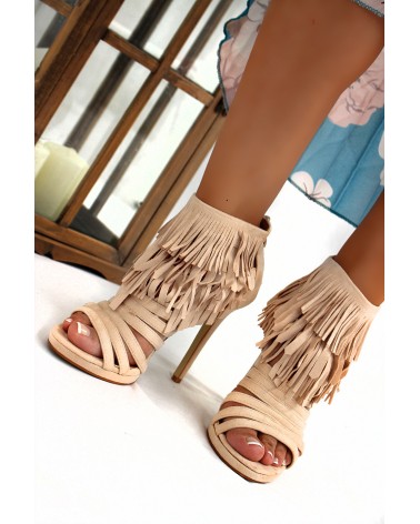 Sandalias Salto Alto Bege Style