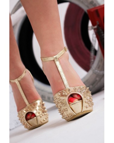 Sapatos Salto Alto Abertos Christian Style Gold Spikes