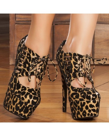 Botins Salto Alto Abertos Leopard Jefrrey Style