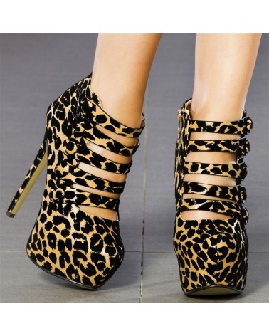 Botins Abertos Salto LEOPARD Buttons Design