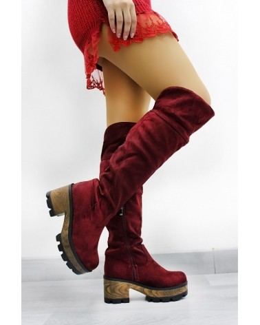 Botas Cano Alto Chunky Red Style