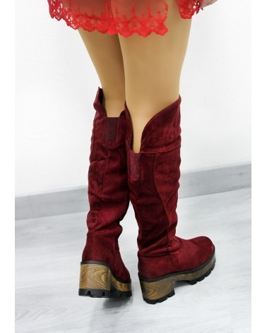 Botas Cano Alto Chunky Red Style