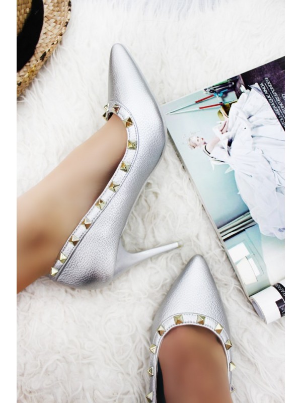 Sapatos Salto Stilleto Silver Fashion