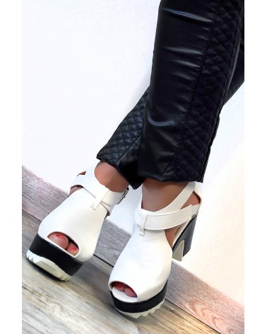 Sapatos Abertos Plataforma CHUNKY White PradToe Ankle Style